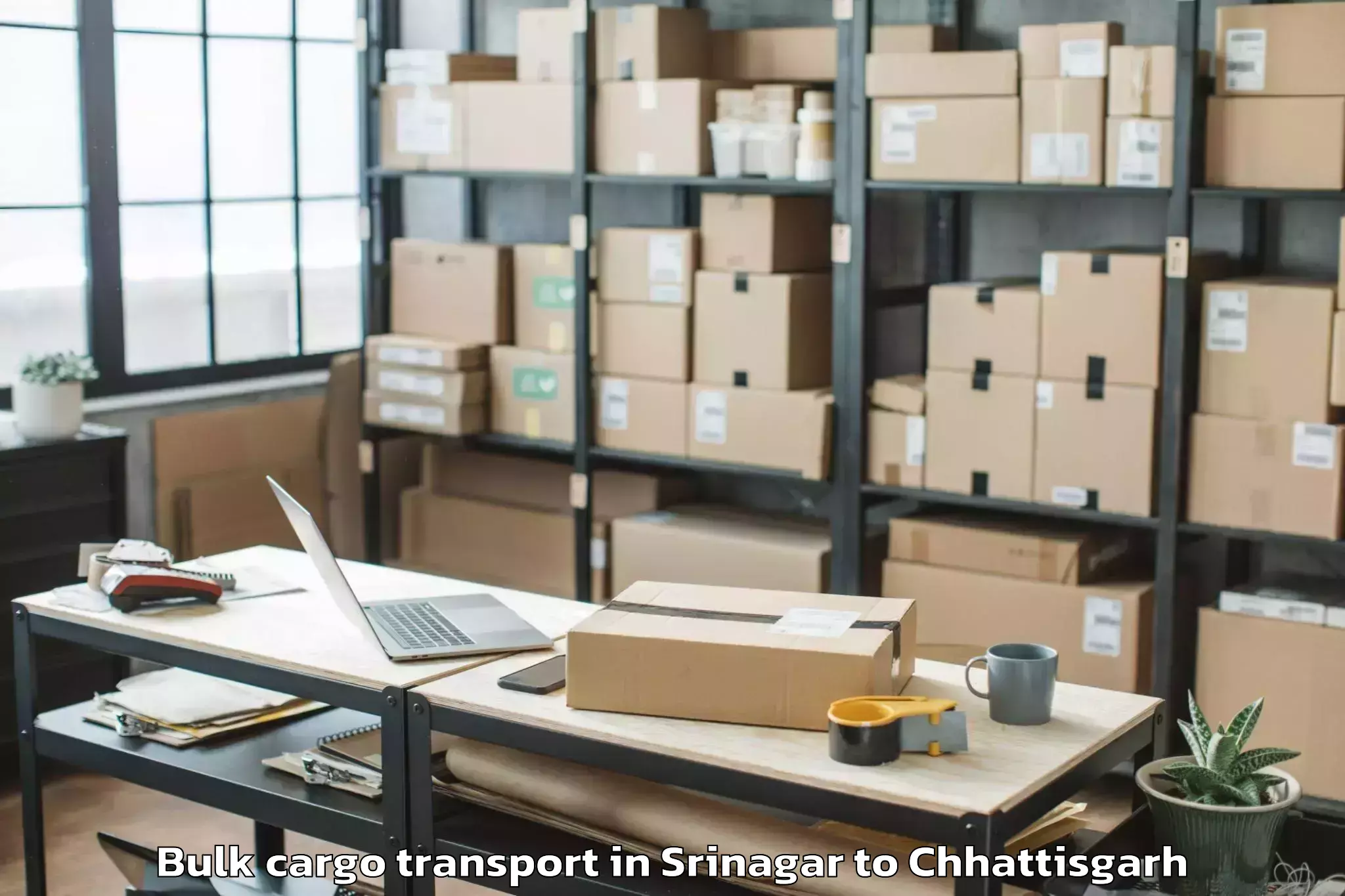 Srinagar to Kalinga University Raipur Bulk Cargo Transport